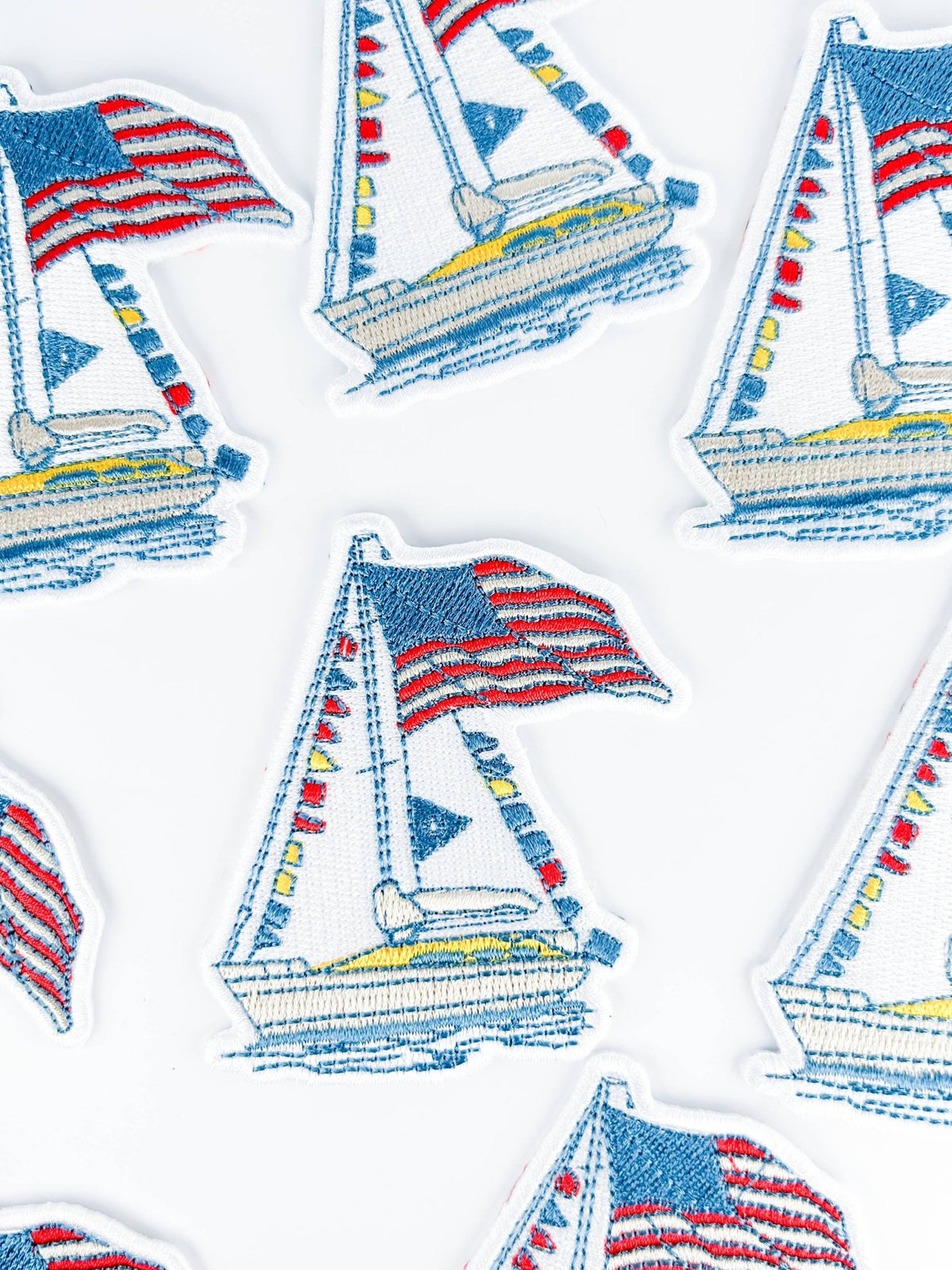 Sailboat American Flag Iron On Patch - Wander Together Outfitters