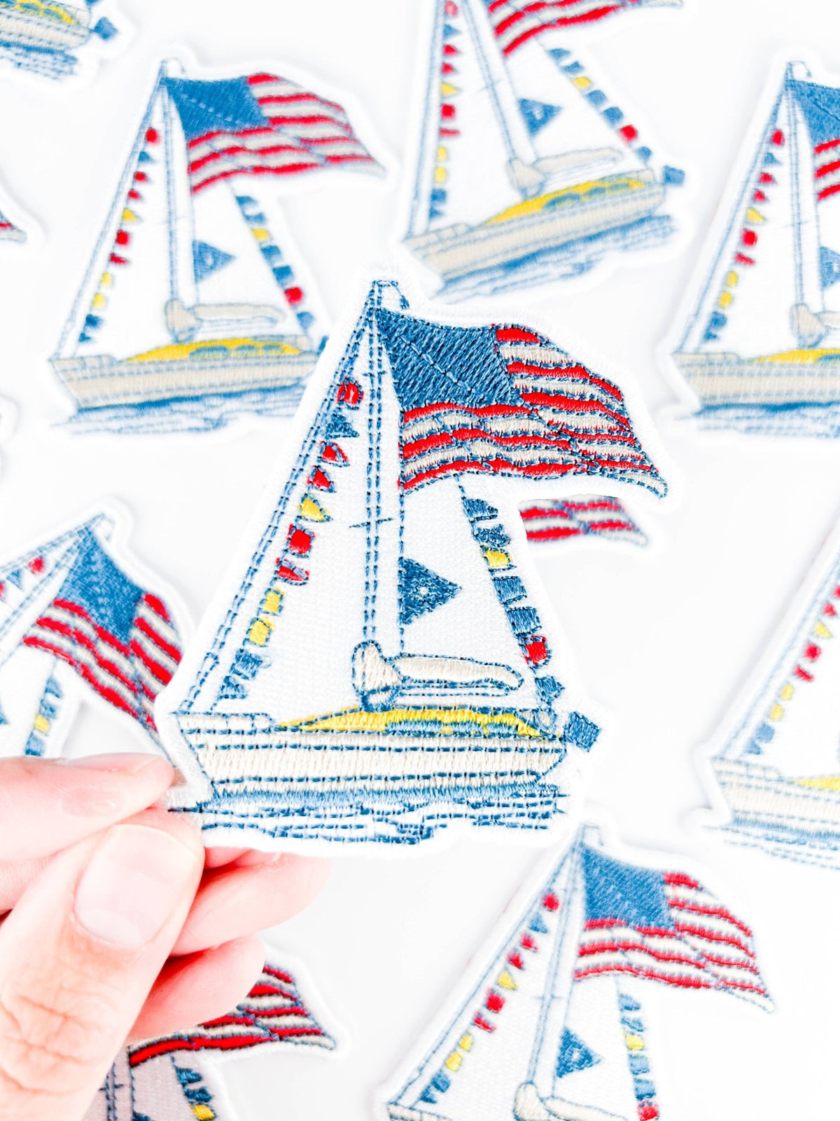 Sailboat American Flag Iron On Patch - Wander Together Outfitters
