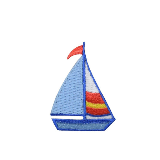 Sailboat Blue, White, Yellow and Red Iron On Appliqué Patch - Wander Together Outfitters