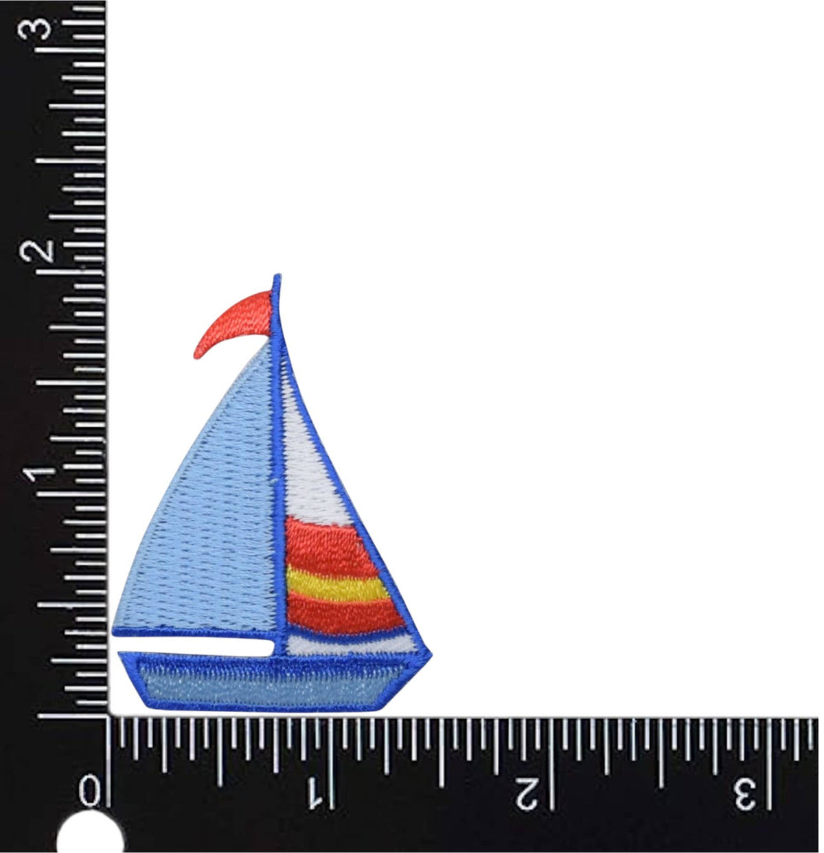 Sailboat Blue, White, Yellow and Red Iron On Appliqué Patch - Wander Together Outfitters