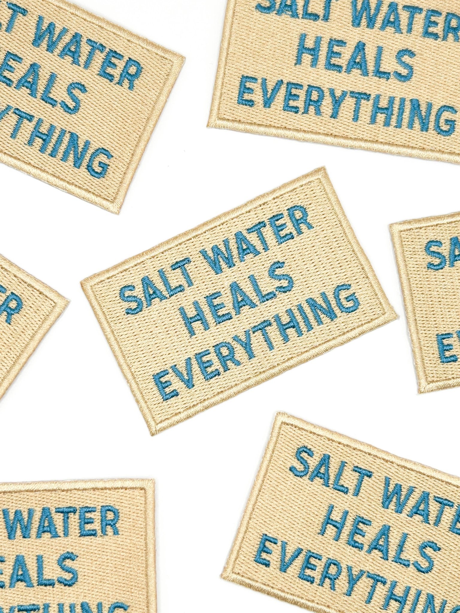 “Salt Water Heals Everything” Embroidered Iron On Patch Coastal - Wander Together Outfitters