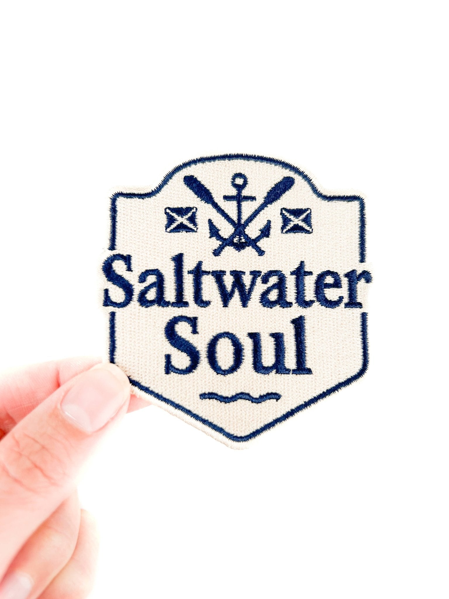 "Saltwater Soul" Nautical Embroidered Iron On Patch - Wander Together Outfitters