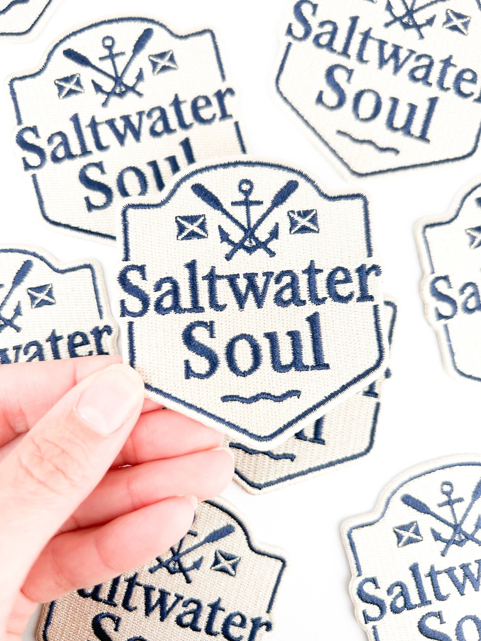 "Saltwater Soul" Nautical Embroidered Iron On Patch - Wander Together Outfitters
