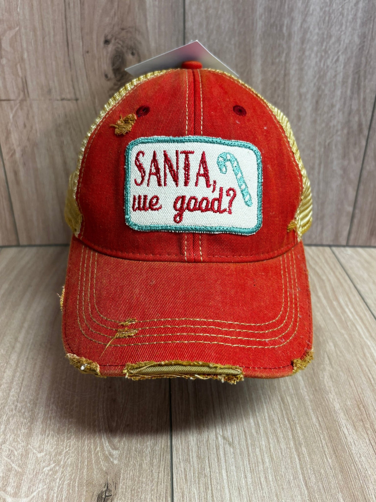"Santa, We Good?" Funny Unisex Distressed Cap - Wander Together Outfitters