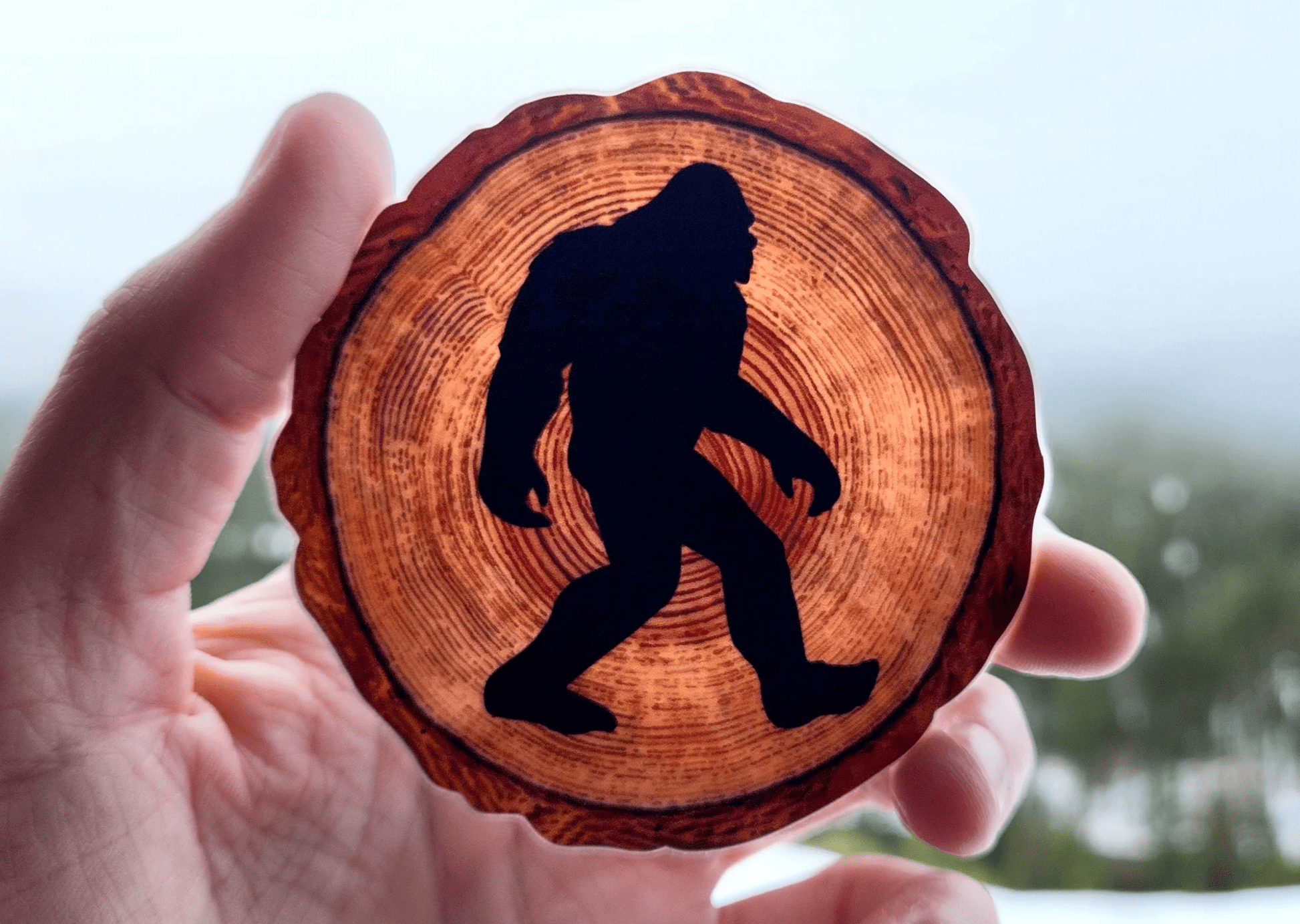 Sasquatch, Wood Pattern Vinyl Sticker - Wander Together Outfitters