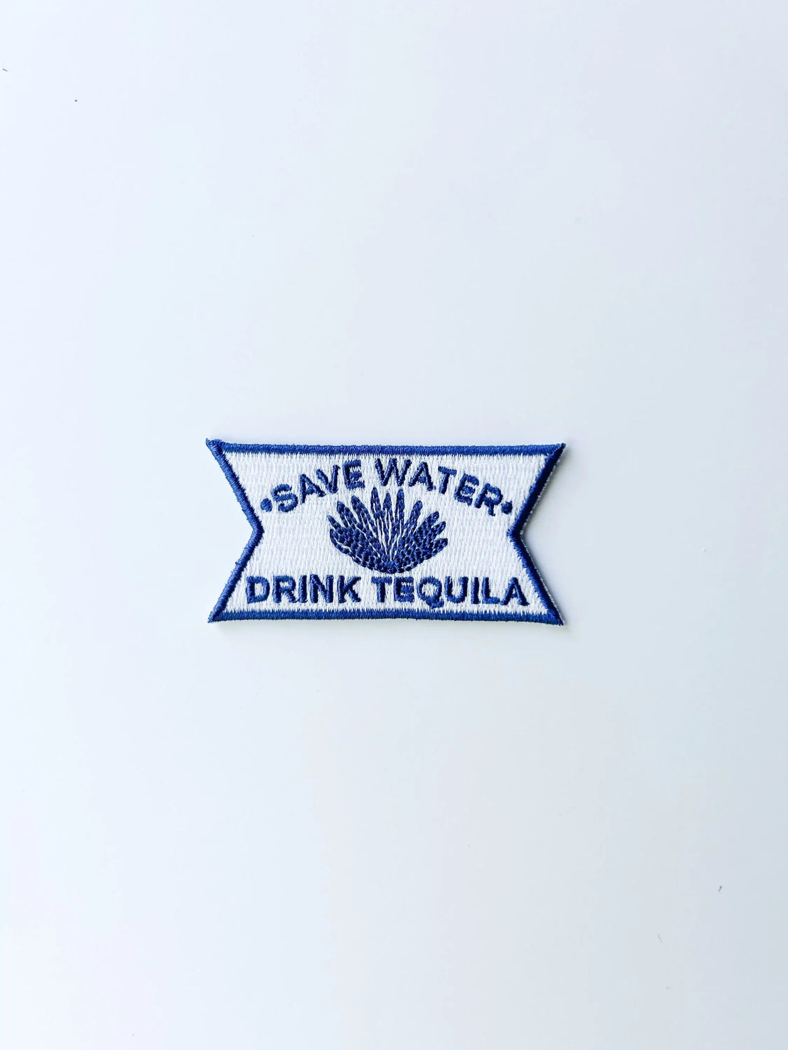 “Save Water Drink Tequila" Blue and White Iron - On Patch - Wander Together Outfitters