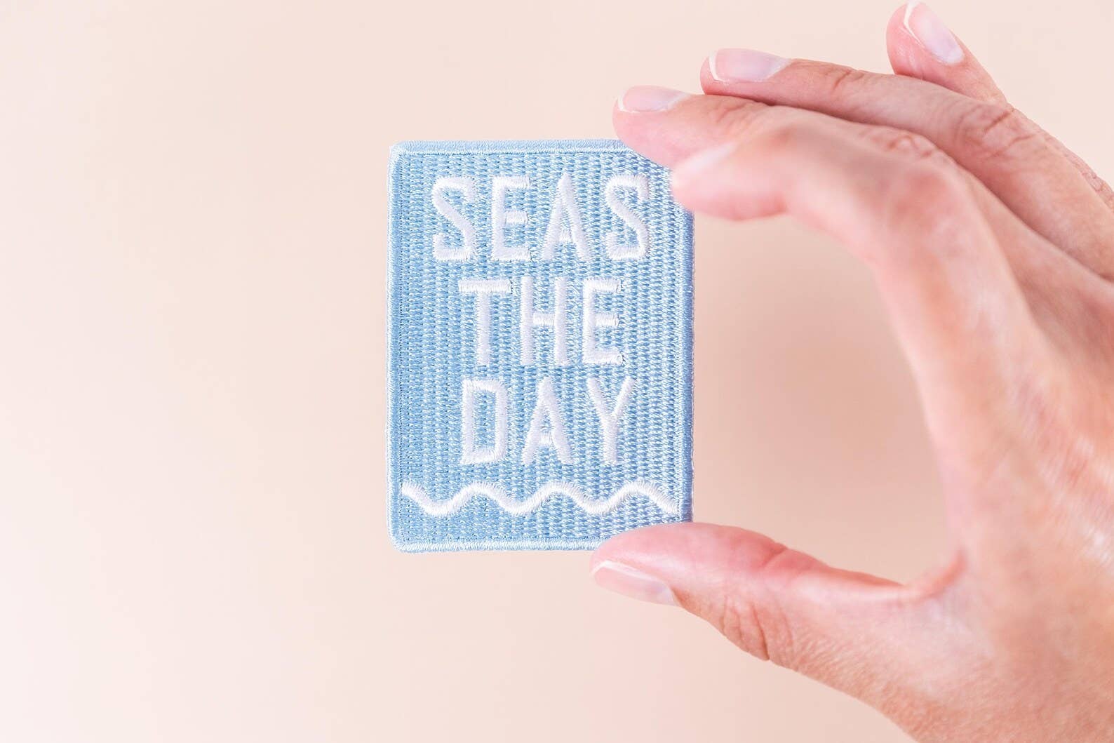 “Seas The Day” Embroidered Iron - On Patch Beach Nautical Coast - Wander Together Outfitters