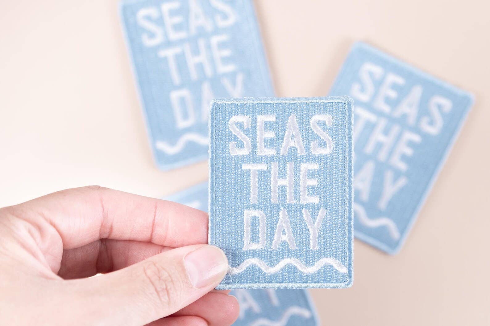 “Seas The Day” Embroidered Iron - On Patch Beach Nautical Coast - Wander Together Outfitters