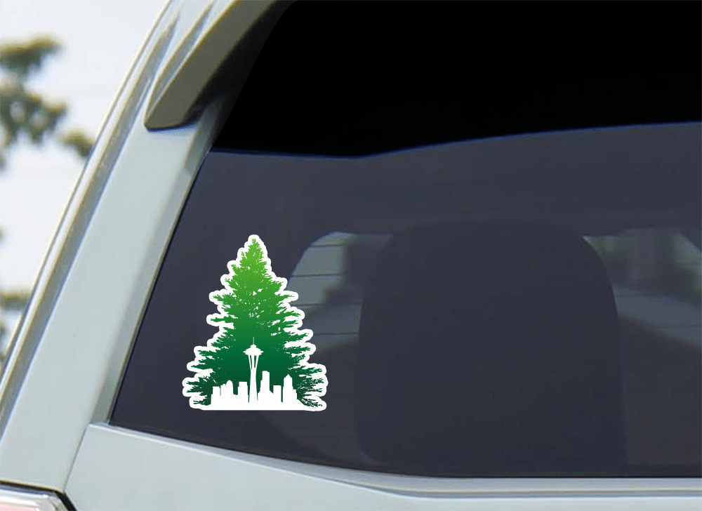Seattle Skyline Evergreen Vinyl Sticker - Wander Together Outfitters