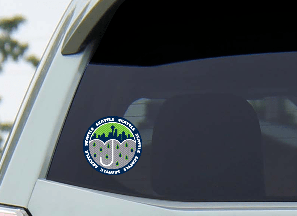 Seattle Skyline Umbrella Vinyl Extra Large Sticker - Wander Together Outfitters