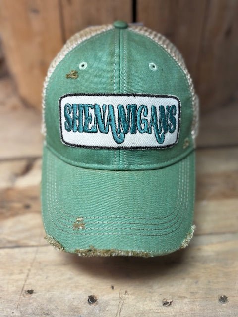 "Shenanigans" Distressed Mesh Snapback Baseball Cap - Wander Together Outfitters