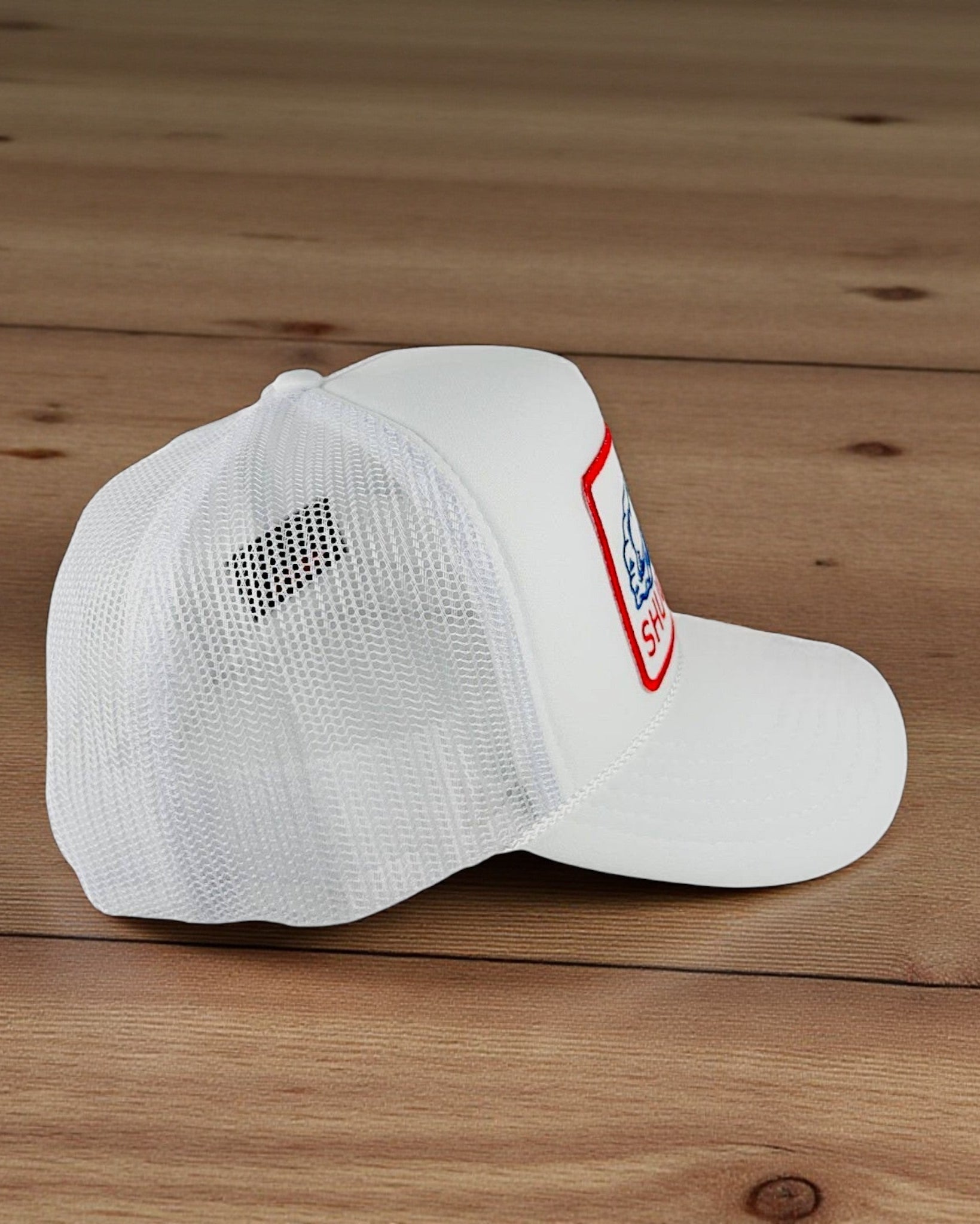 "Shuck Yeah" Embroidered Patch Hat White Trucker Hat (Oyster) - Wander Together Outfitters