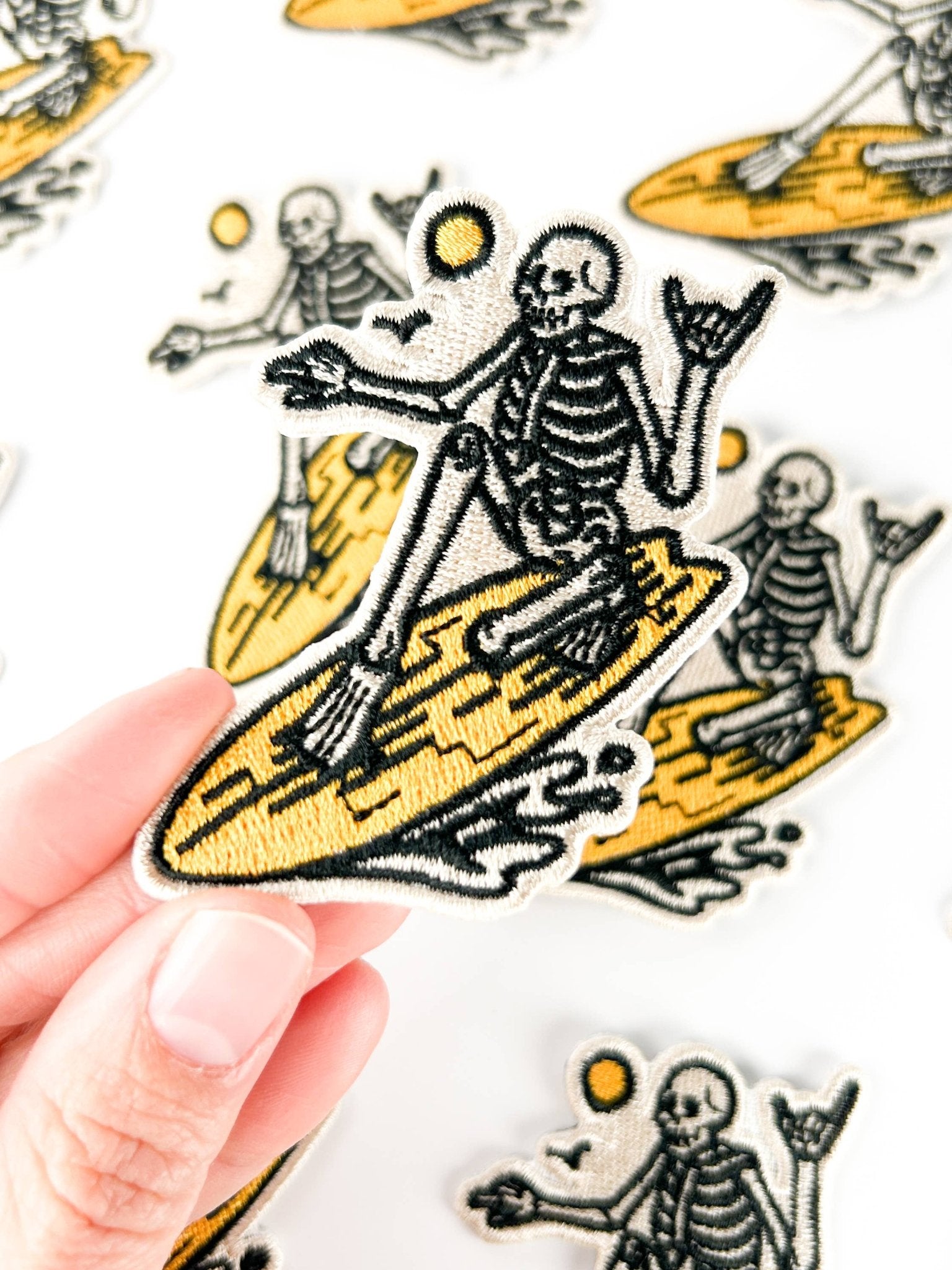 Skeleton Surfer Embroidered Patch - Wander Together Outfitters