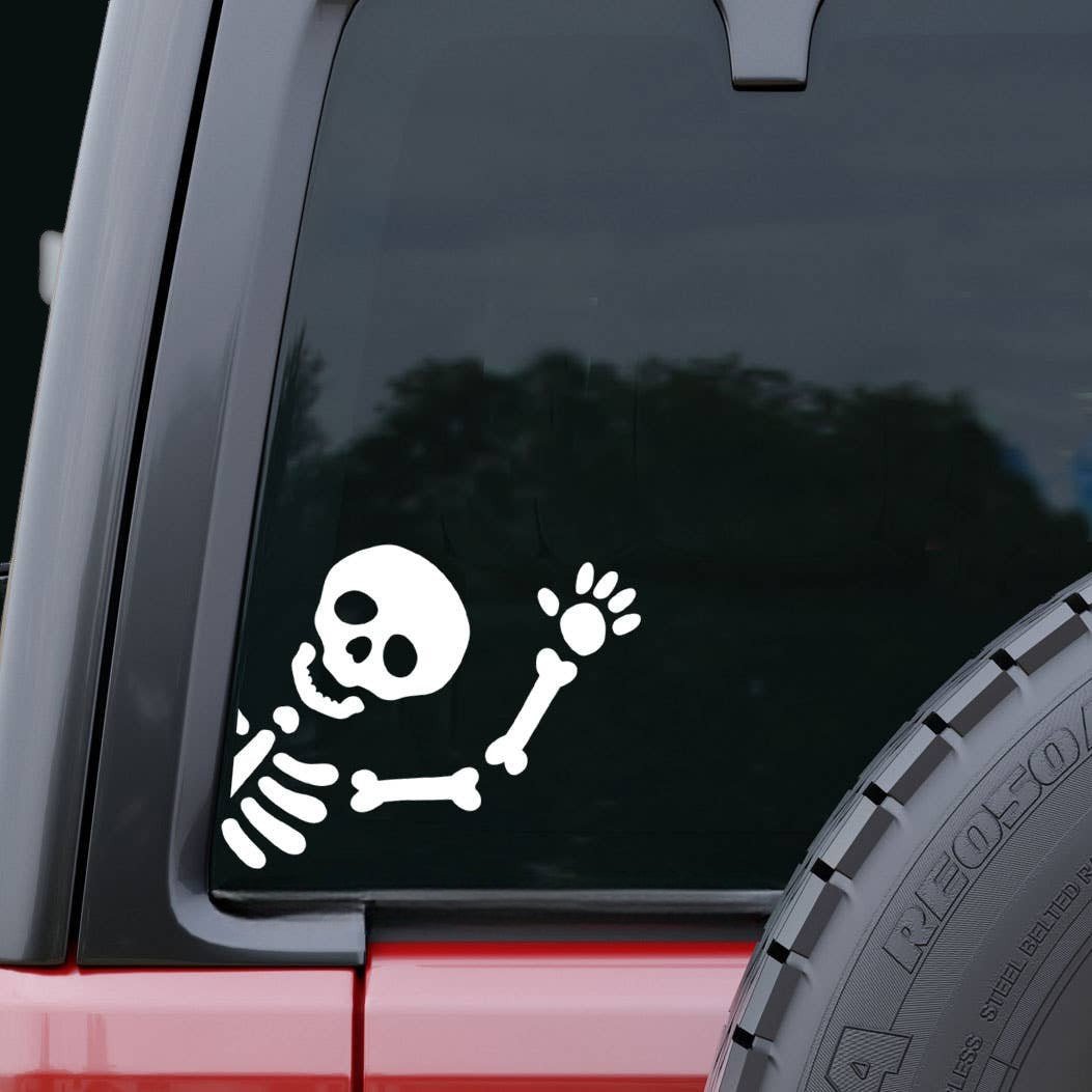 Skeleton Waving Car Window Decal - Great for Halloween! - Wander Together Outfitters