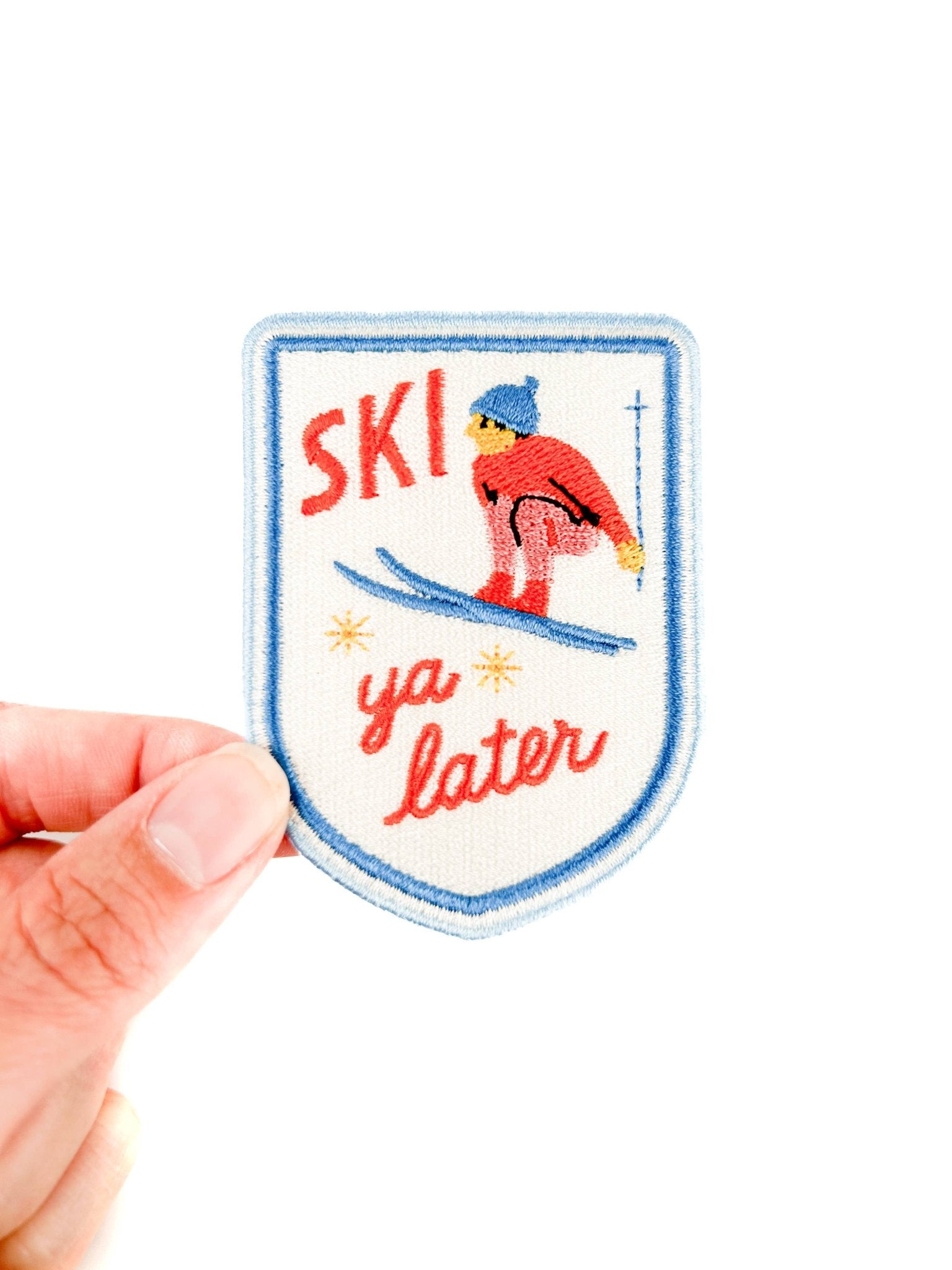 "Ski Ya Later" Retro Skiing Embroidered Iron On Patch  - Wander Together Outfitters
