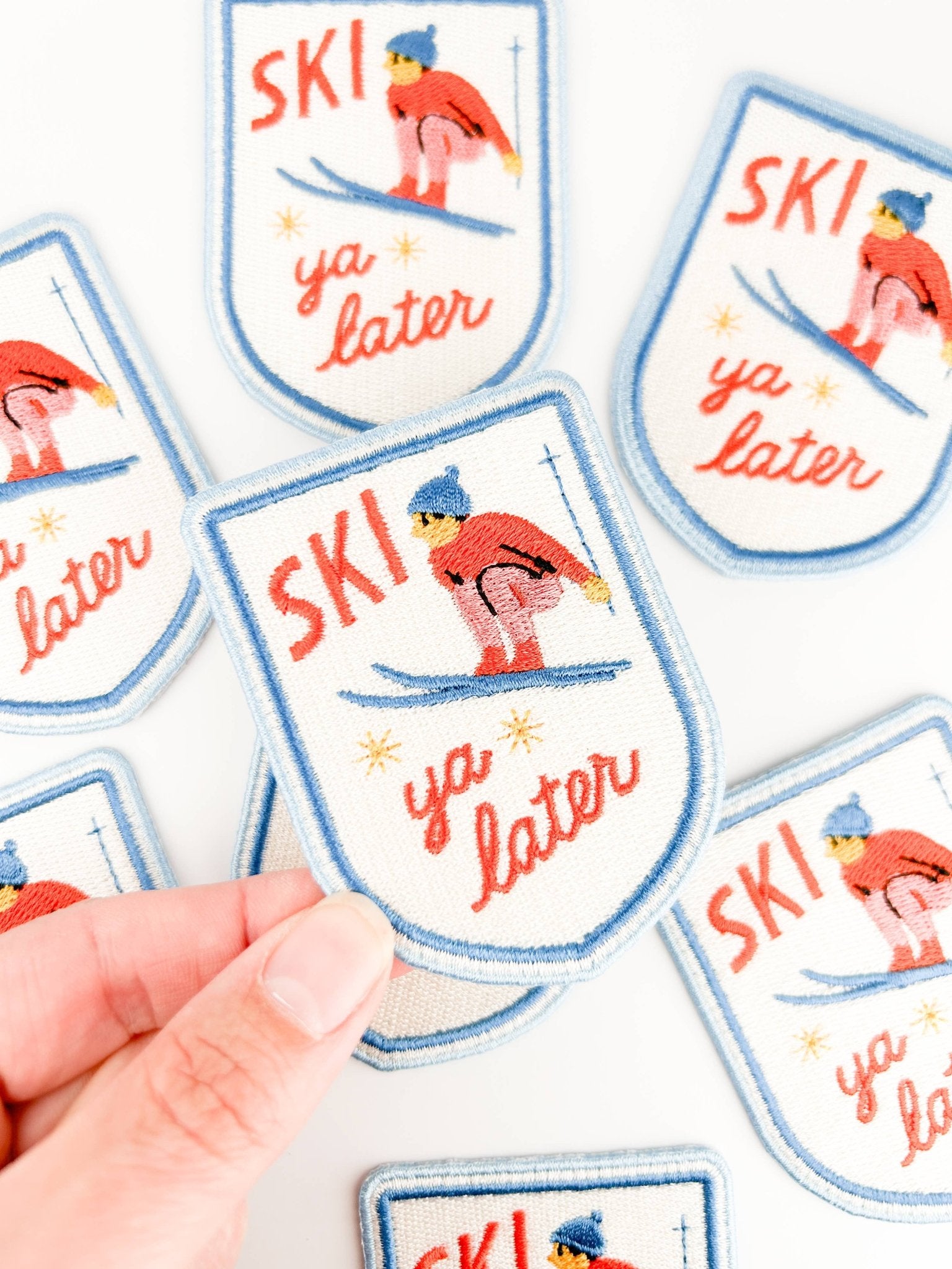 "Ski Ya Later" Retro Skiing Embroidered Iron On Patch  - Wander Together Outfitters