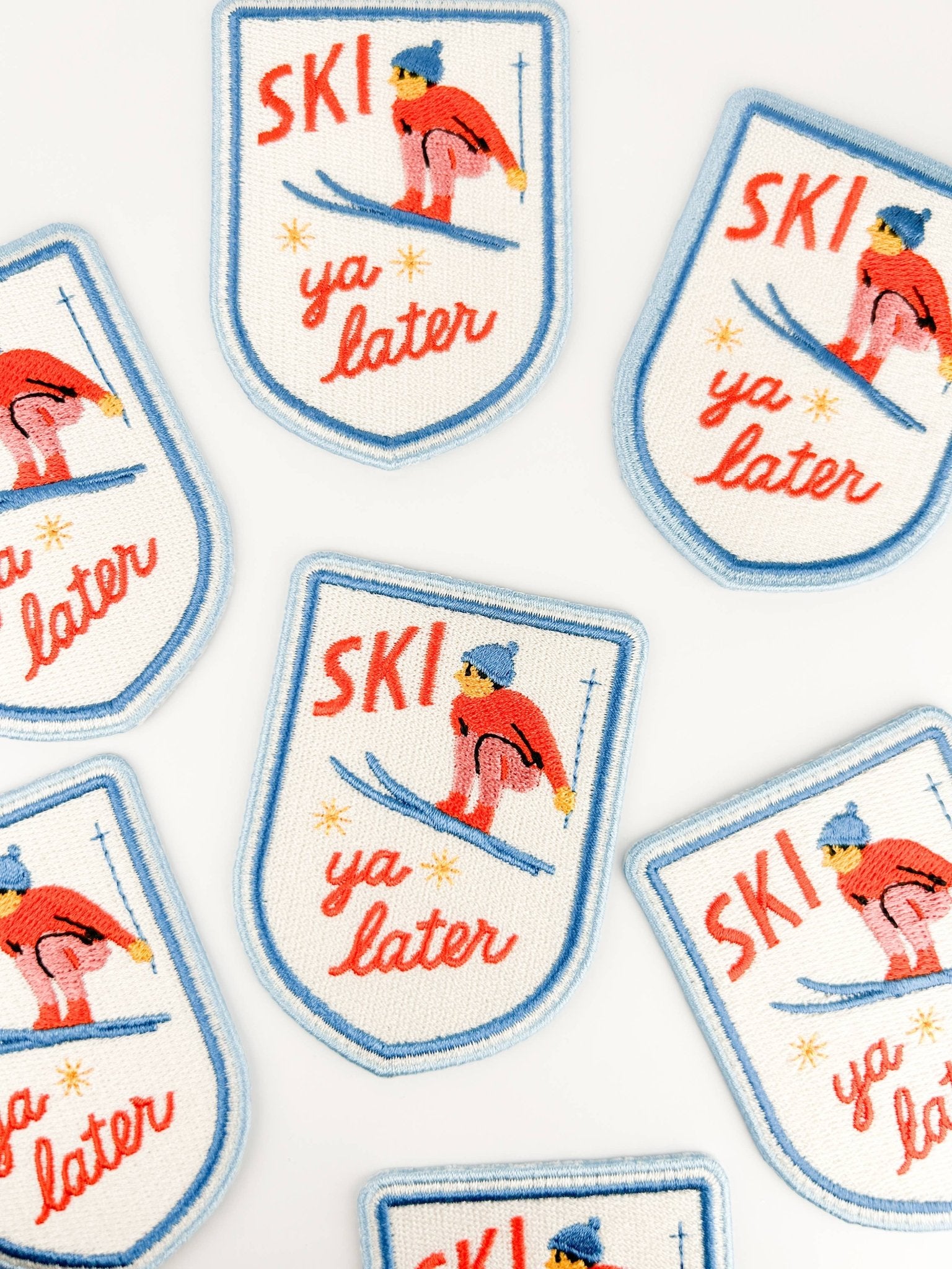 "Ski Ya Later" Retro Skiing Embroidered Iron On Patch  - Wander Together Outfitters