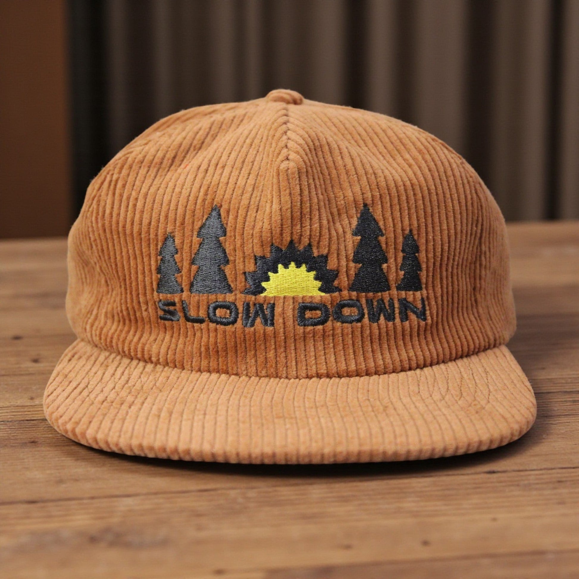 "Slow Down" Embroidered Unisex Corduroy Hat - Wander Together Outfitters