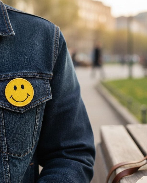 Smiley Face Emoji Embroidered Iron On Sticker Patch - Wander Together Outfitters