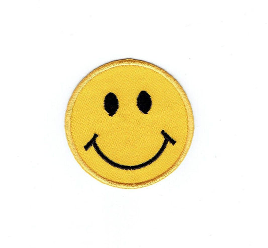 Smiley Face Emoji Embroidered Iron On Sticker Patch - Wander Together Outfitters