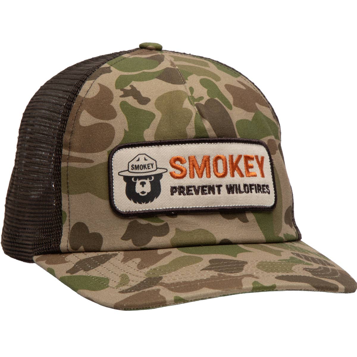 Smokey Bear Camo 5 - Panel Trucker Hat - Wander Together Outfitters