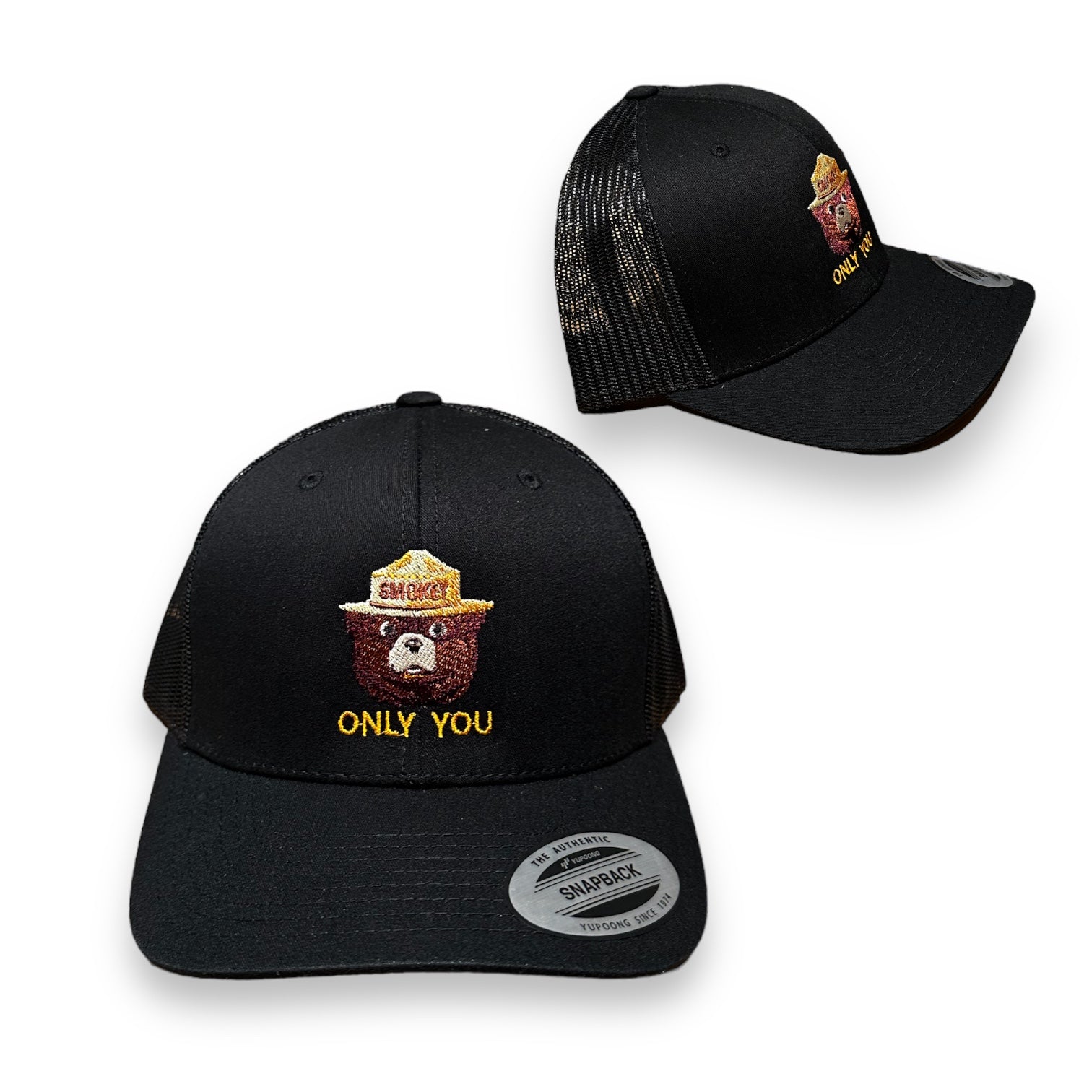 Smokey Bear Embroidered Trucker Snapback Cap (Various Colors) - Wander Together Outfitters