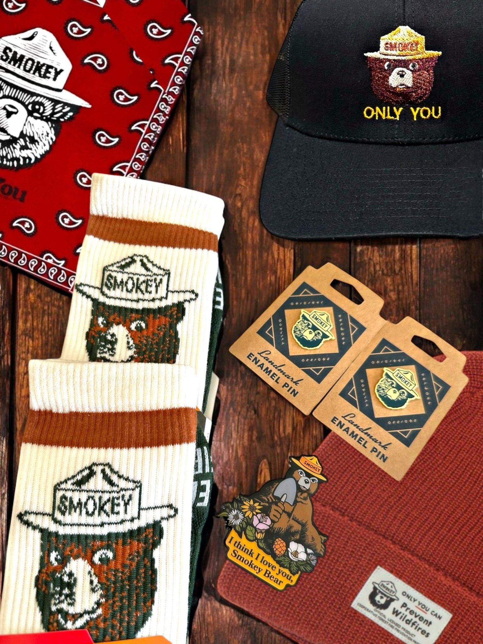 Smokey Bear Embroidered Trucker Snapback Cap (Various Colors) - Wander Together Outfitters