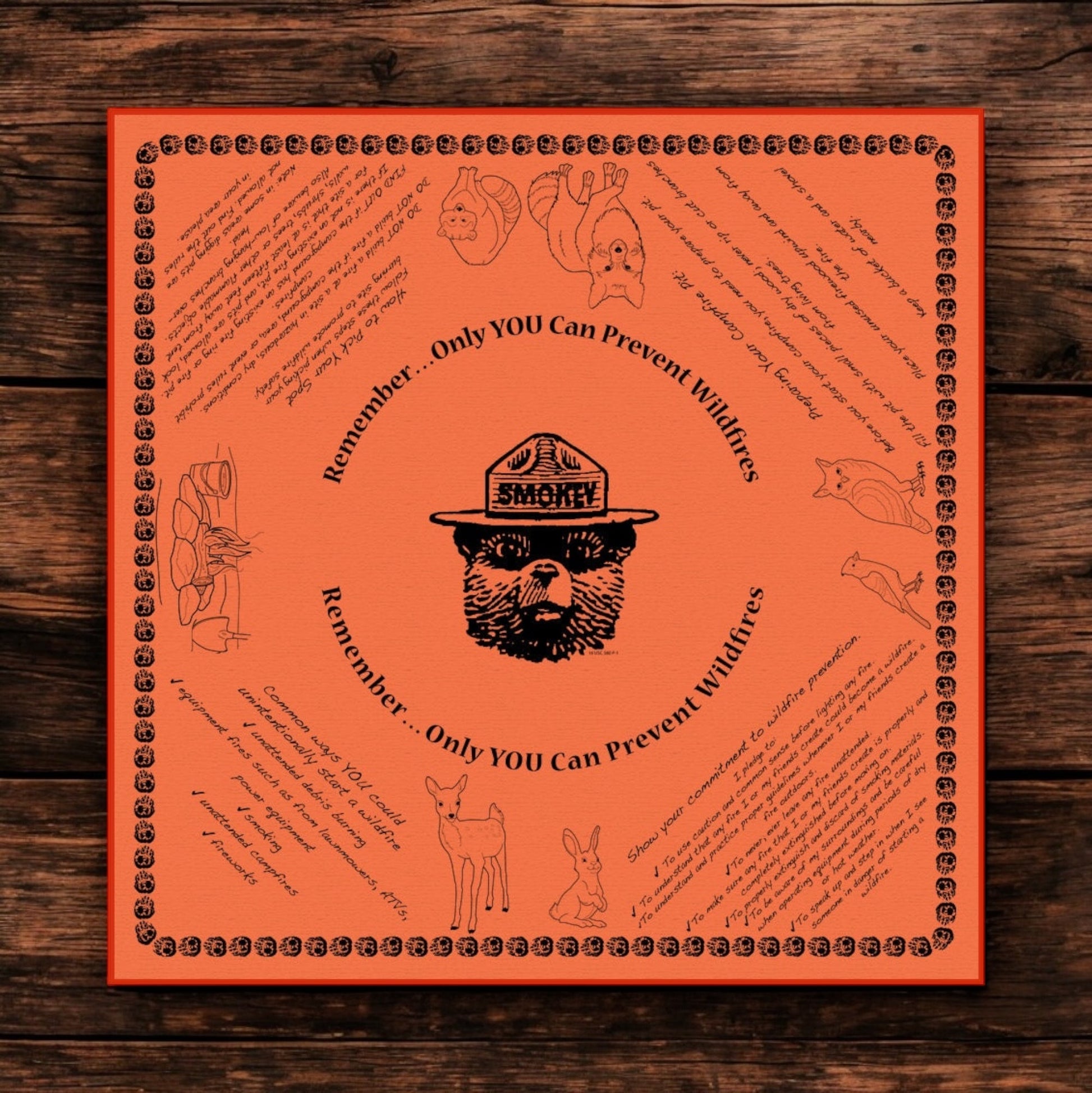 Smokey Bear Wildfire Prevention Oversized Bandana (Orange) - Wander Together Outfitters