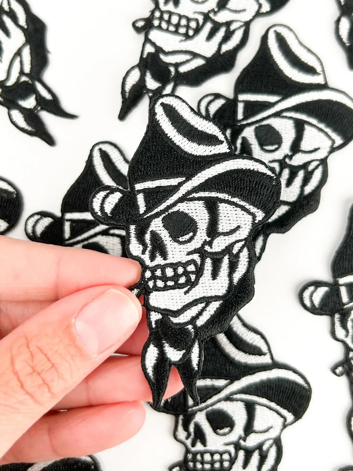Smoking Cowboy Skull Embroidered Iron On Patch - Wander Together Outfitters