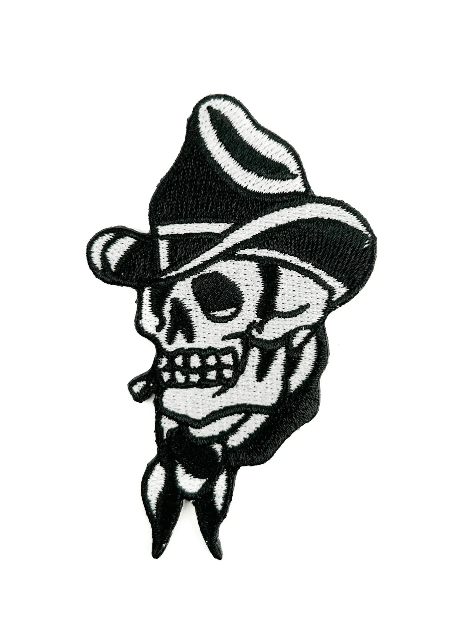 Smoking Cowboy Skull Embroidered Iron On Patch - Wander Together Outfitters