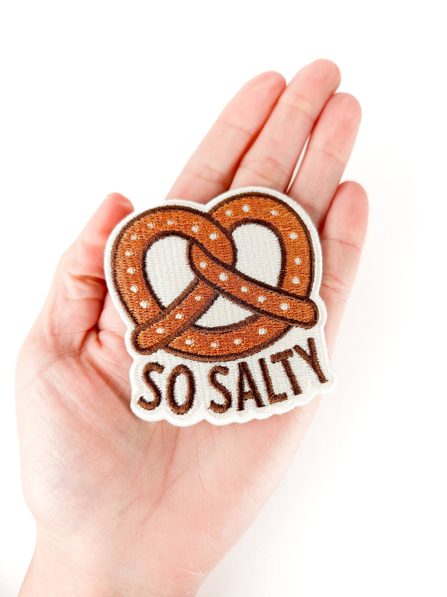 "So Salty" Embroidered Pretzel Iron On Patch - Wander Together Outfitters