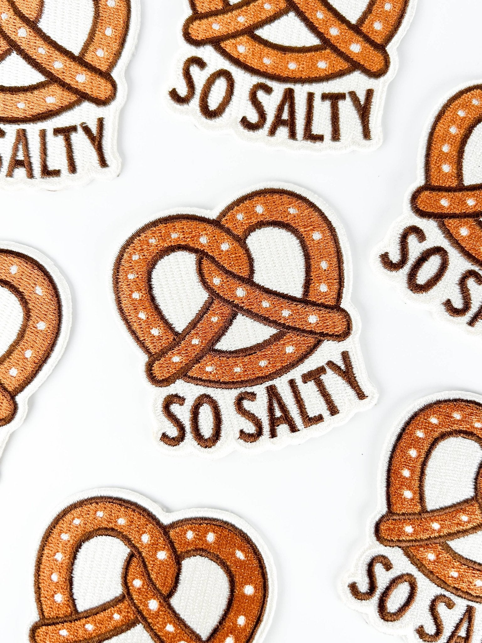 "So Salty" Embroidered Pretzel Iron On Patch - Wander Together Outfitters