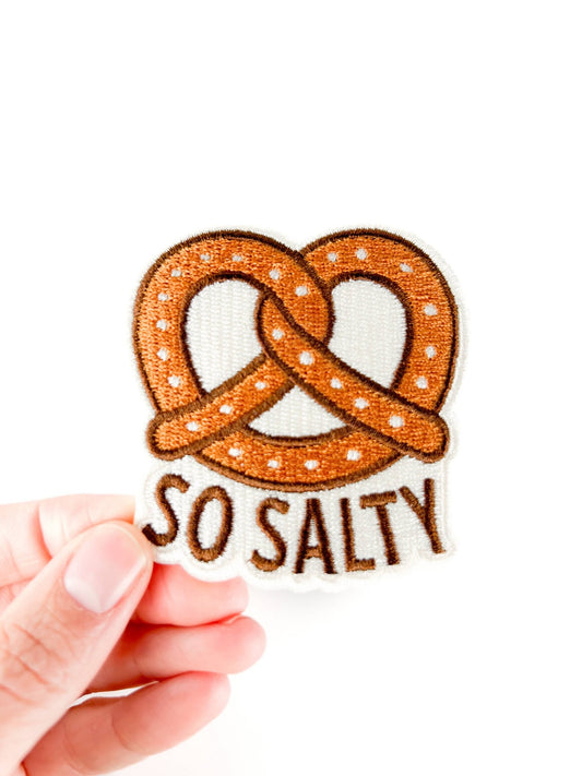 "So Salty" Embroidered Pretzel Iron On Patch - Wander Together Outfitters