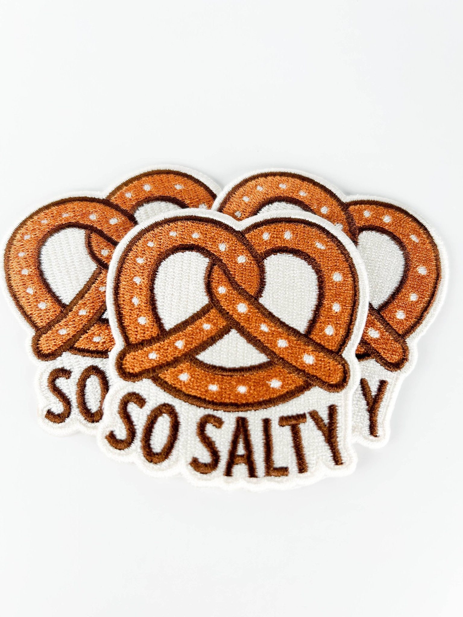 "So Salty" Embroidered Pretzel Iron On Patch - Wander Together Outfitters