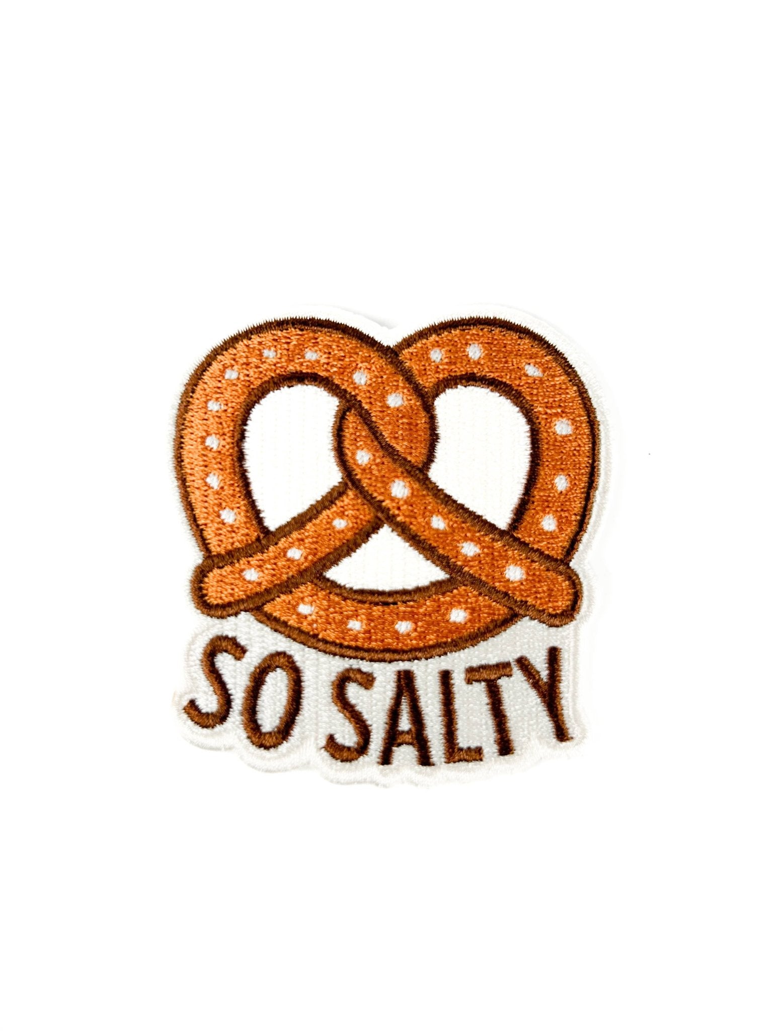 "So Salty" Embroidered Pretzel Iron On Patch - Wander Together Outfitters