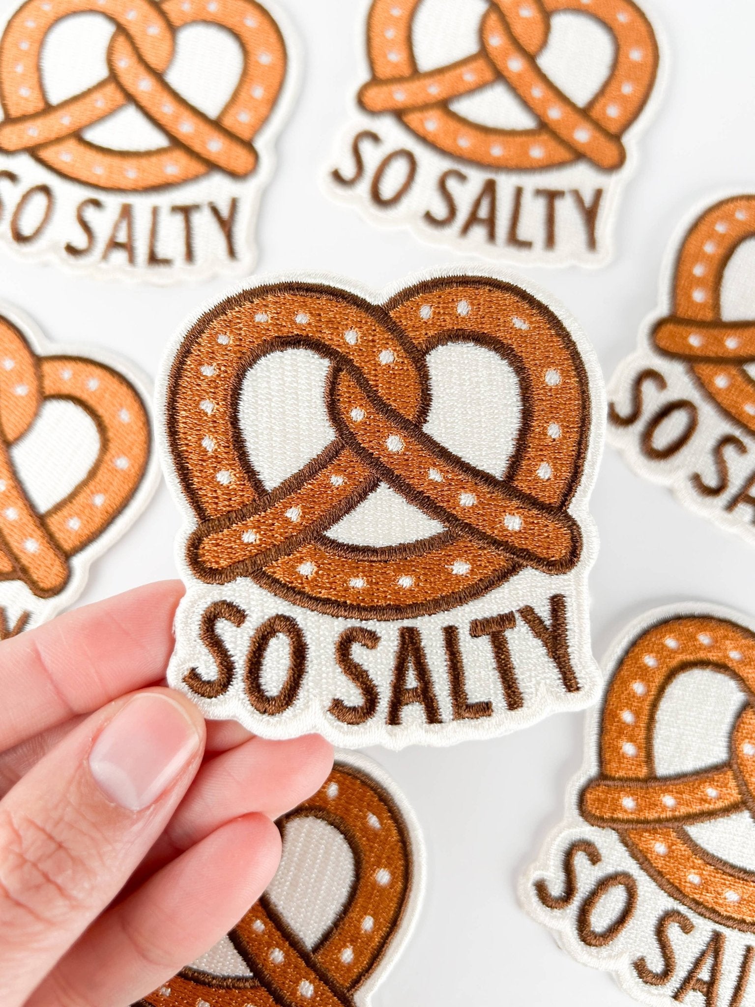 "So Salty" Embroidered Pretzel Iron On Patch - Wander Together Outfitters