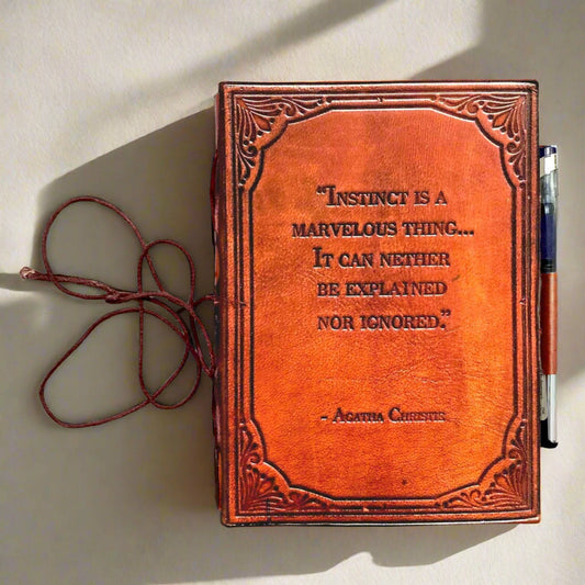 Agatha Christie Quote Leather Journal - "Instinct Is a Marvelous Thing"