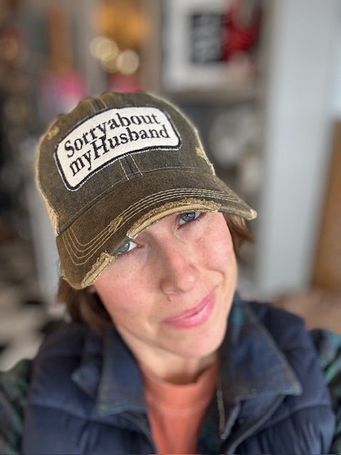 "Sorry About My Husband" Distressed Cap - Wander Together Outfitters