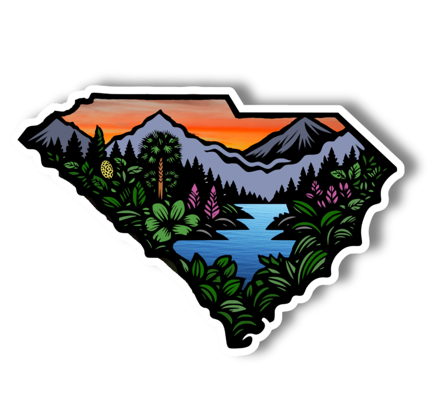South Carolina State Mountian Sunset - 3” Vinyl Sticker - Wander Together Outfitters