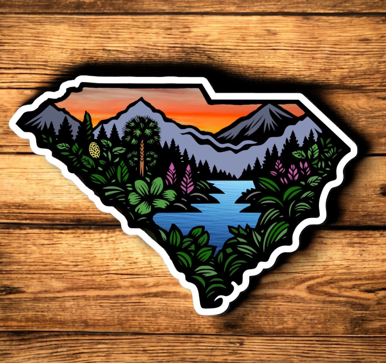 South Carolina State Mountian Sunset - 3” Vinyl Sticker - Wander Together Outfitters
