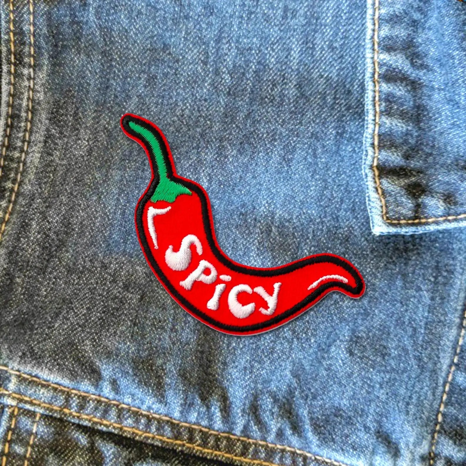 "Spicy" Pepper Patch - Pepper Embroidered Iron - On Patch - Wander Together Outfitters