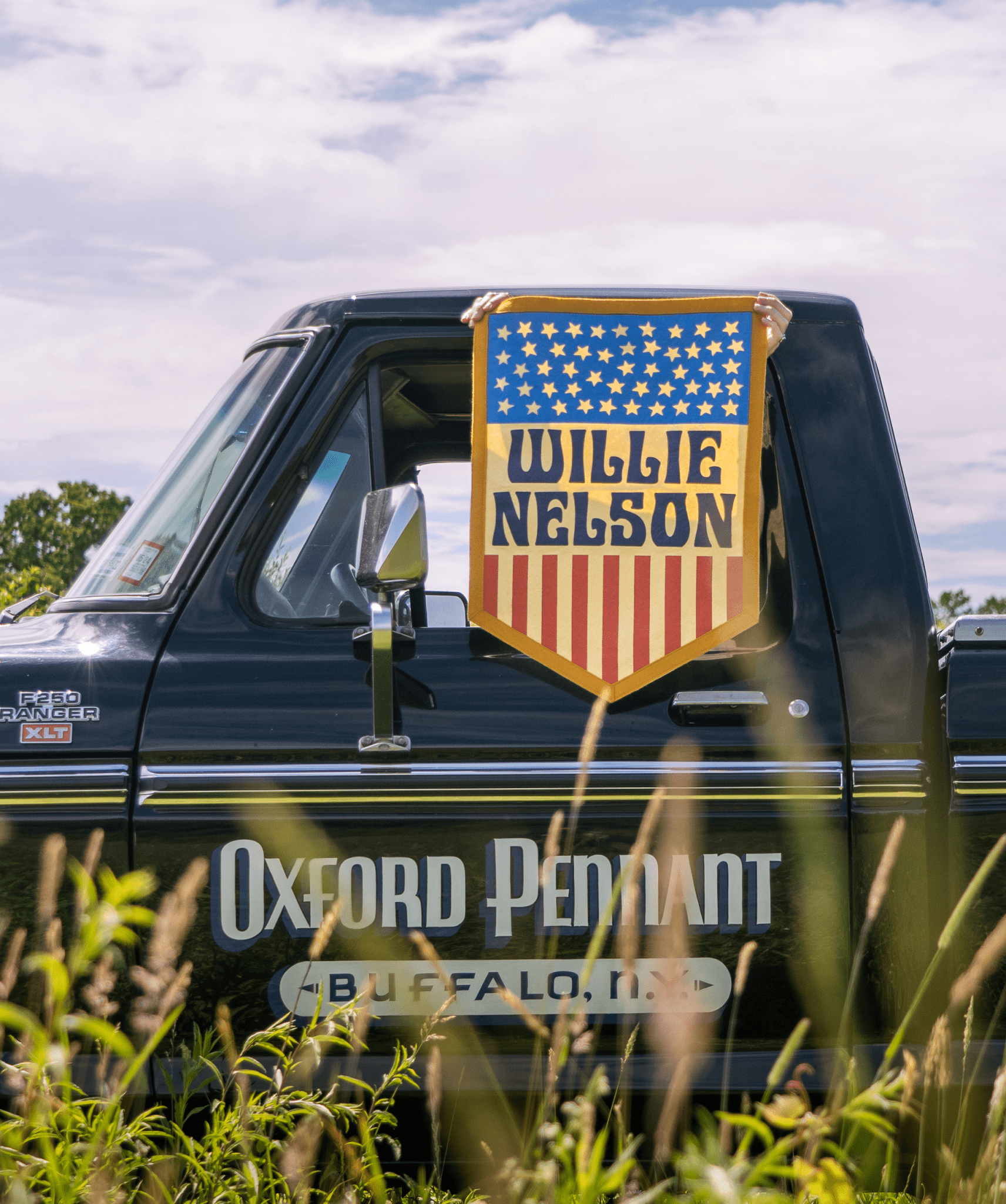 Stars and Stripes Willie Nelson Camp Flag • Willie Nelson x Oxford Pennant - Wander Together Outfitters