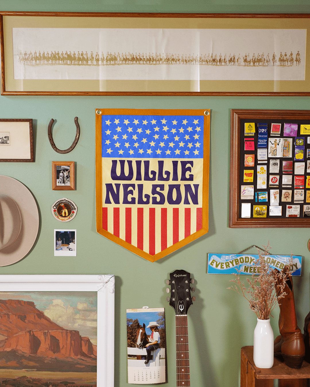 Stars and Stripes Willie Nelson Camp Flag • Willie Nelson x Oxford Pennant - Wander Together Outfitters
