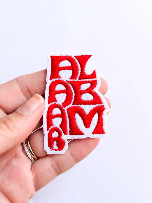 State of Alabama Outline Embroidered Iron on Patch - Wander Together Outfitters