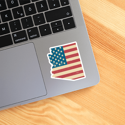 State Stickers: Outline in American Flag Sticker Vinyl Decal - Wander Together Outfitters