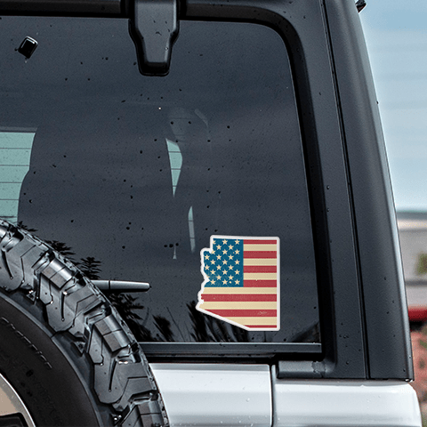 State Stickers: Outline in American Flag Sticker Vinyl Decal - Wander Together Outfitters
