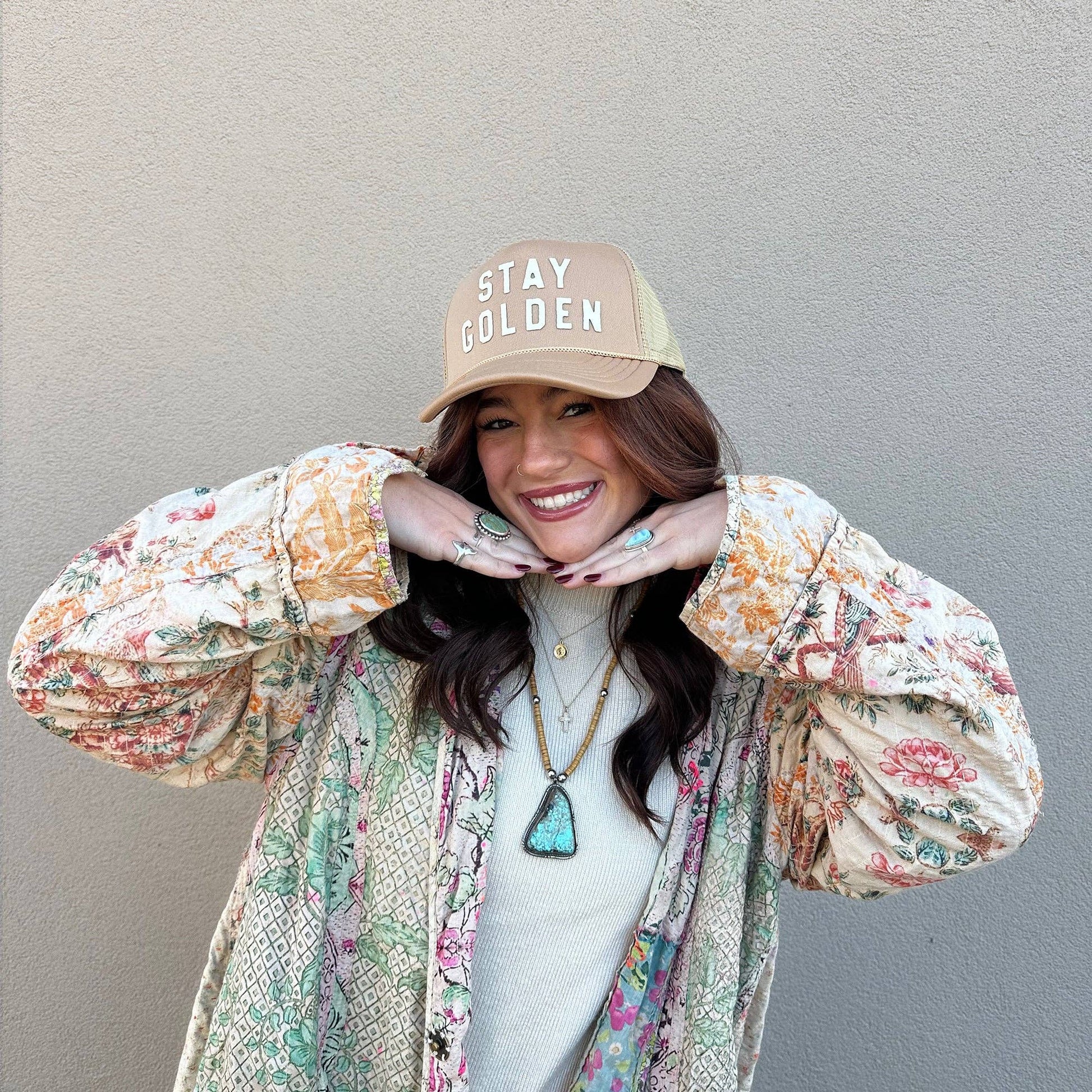 "Stay Golden" Foam Trucker Hat - Wander Together Outfitters