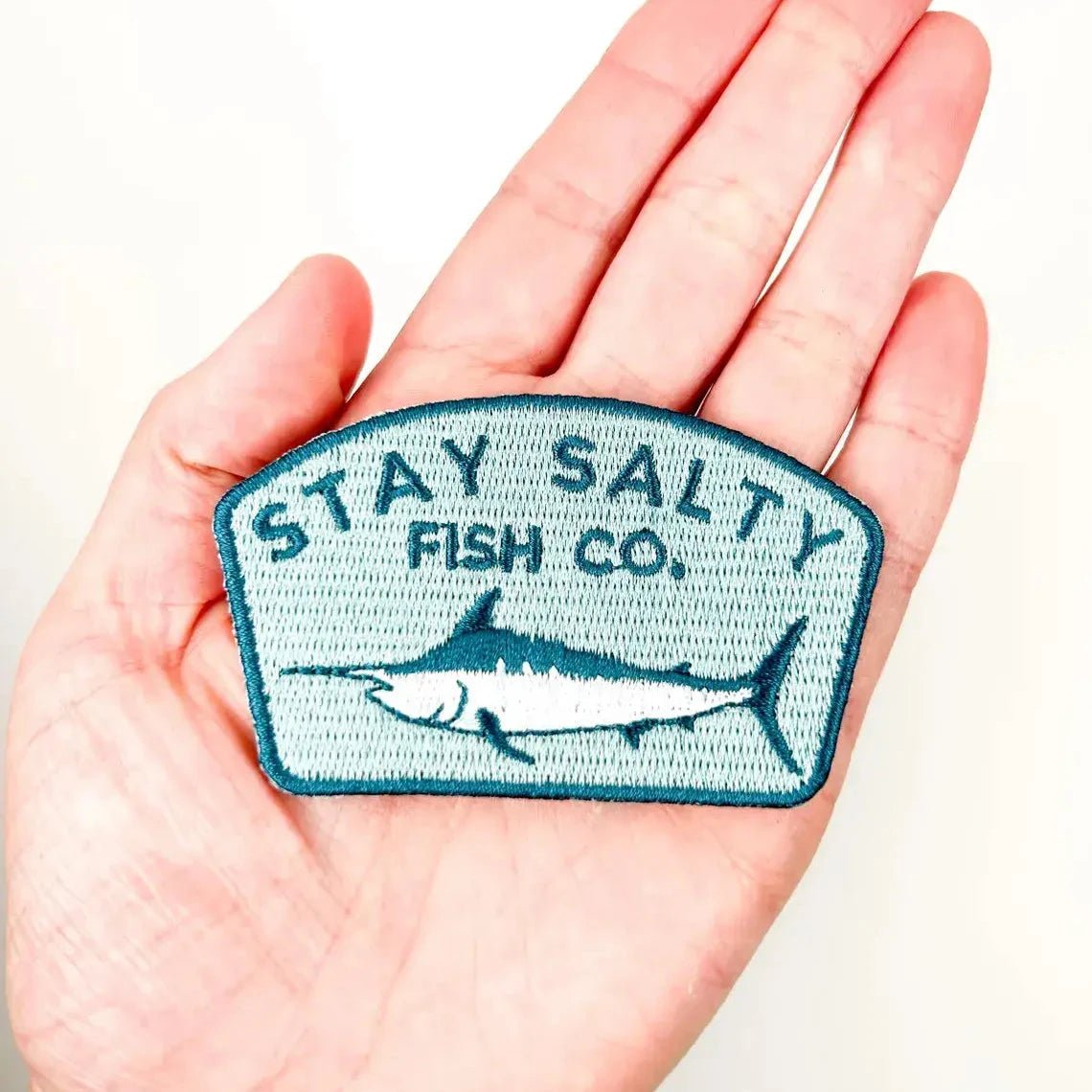 "Stay Salty Fish Co." Embroidered Iron - On Patch with Marlin - Wander Together Outfitters