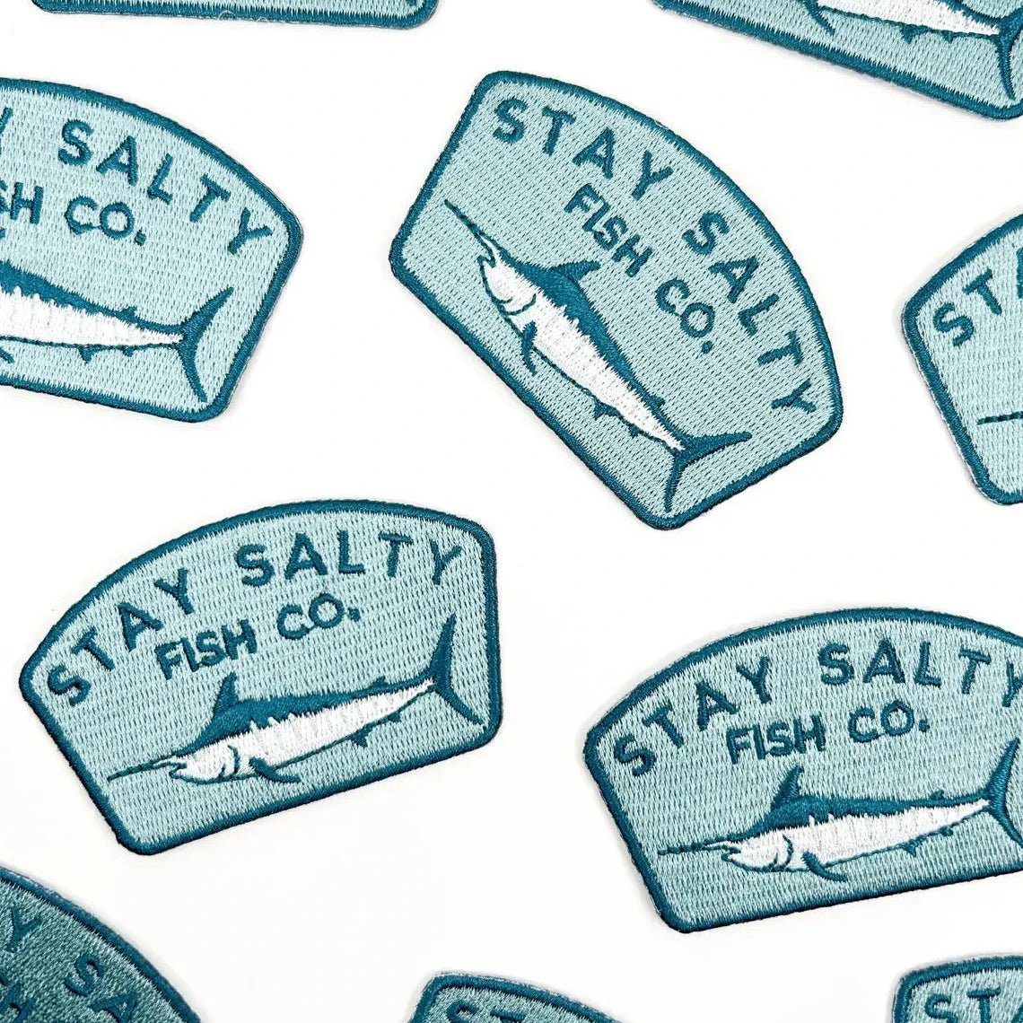 "Stay Salty Fish Co." Embroidered Iron - On Patch with Marlin - Wander Together Outfitters