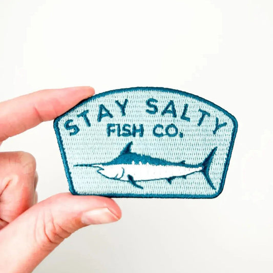 "Stay Salty Fish Co." Embroidered Iron - On Patch with Marlin - Wander Together Outfitters